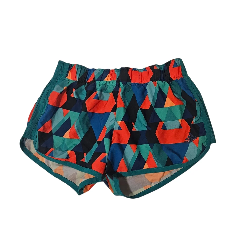 ADIDAS M10 Geometric Graphic Running Teal Shorts | SZ S